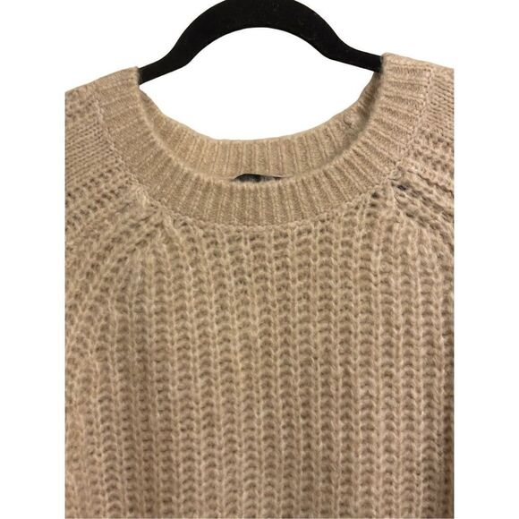 Express XSmall Open Cable Raglan Sleeve Sweater - beige - Picture 4 of 15
